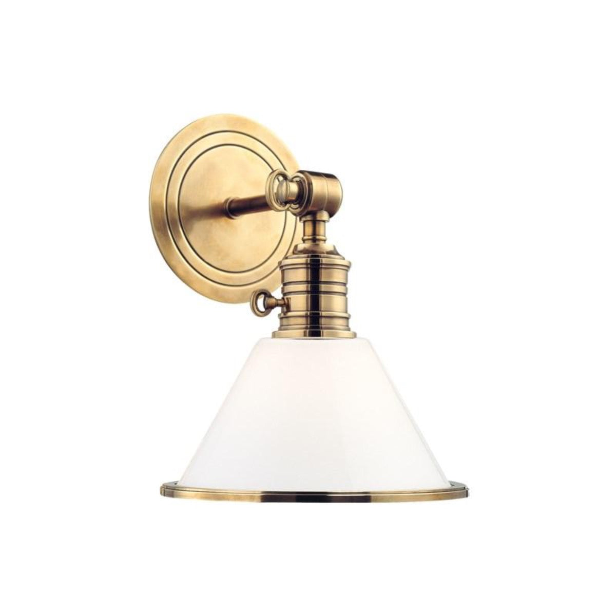 Glass Isla Sconce Aged Brass. Front view. 