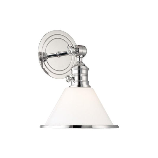 Glass Isla Sconce Polished Nickel. Front view.