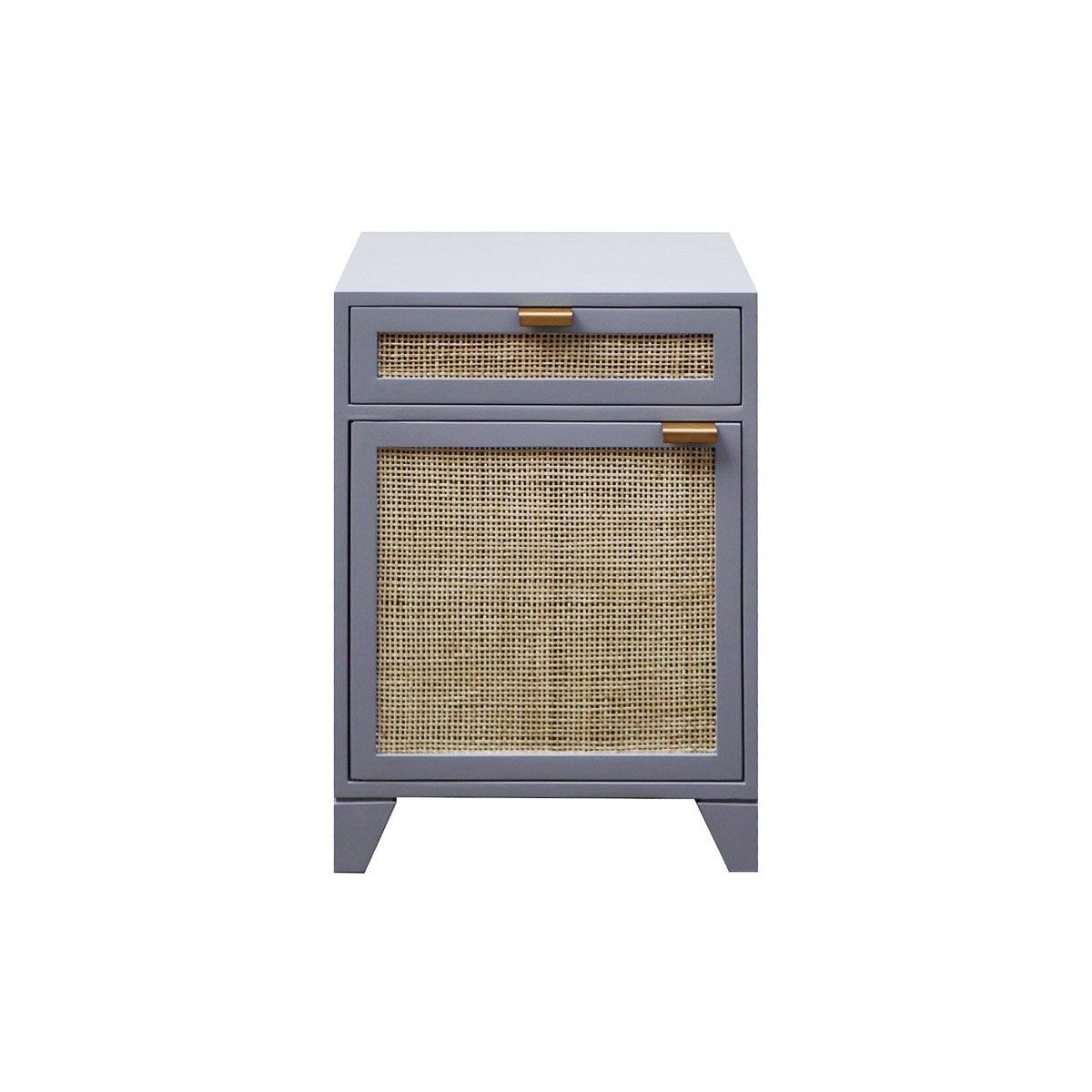 Jacob Cabinet Matte Grey Lacquer | Brass. Front view.