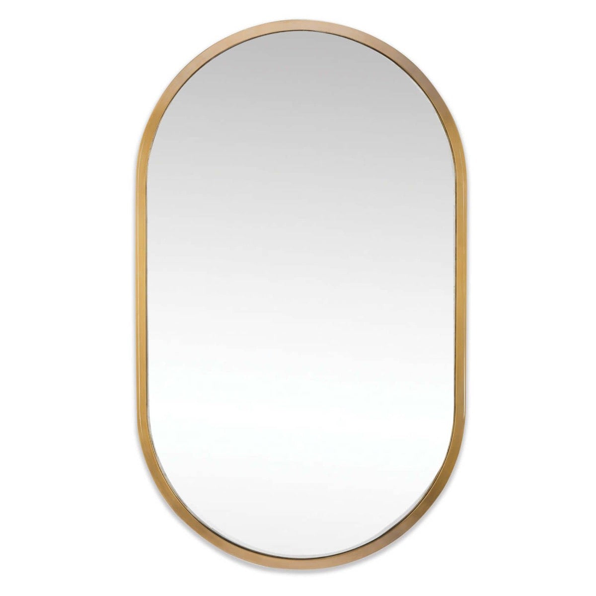 Josie Mirror Natural Brass. Front view.