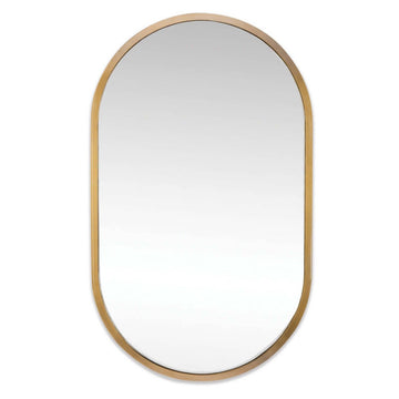 Josie Mirror Natural Brass. Front view.