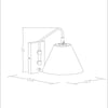 June Rattan Wall Sconce with dimensions: 11.5" L x 15.2" W x 12" H