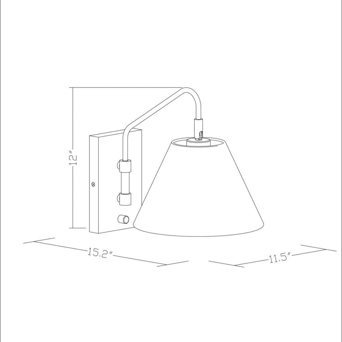 June Rattan Wall Sconce with dimensions: 11.5" L x 15.2" W x 12" H