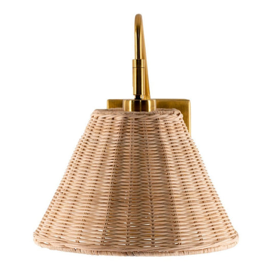June Rattan Wall Sconce. Front view.