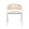 Junie Dining Chair Matte White Lacquer. Front view.