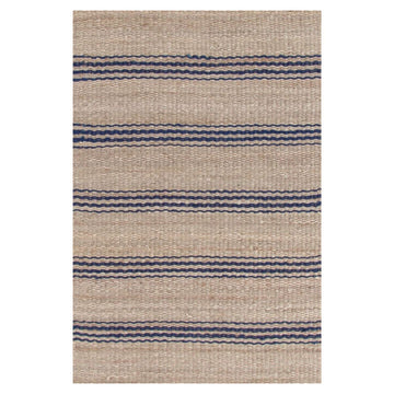 Jute Ticking Indigo Woven Rug. Top view. 