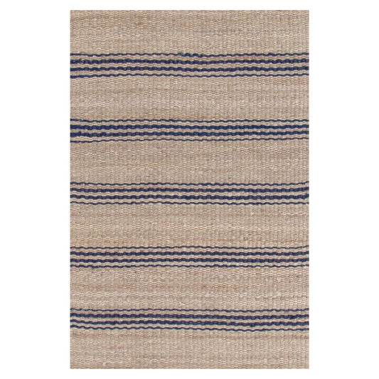Jute Ticking Indigo Woven Rug. Top view. 