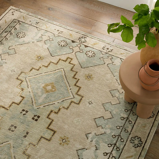 Kai Pathos Tan & Green Wool Rug 