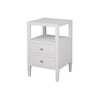 Kate Side Table Natural Grasscloth | Polished Brass. Left angle view. 