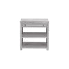 Kennedy Side Table Grey Cerused Oak | Acrylic & Nickel. Front view.