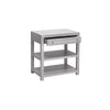 Kennedy Side Table drawers open Grey Cerused Oak | Acrylic & Nickel. Right angle view.