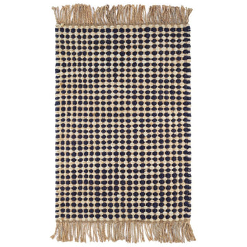 Kuba Black Woven Jute Rug. Top view.