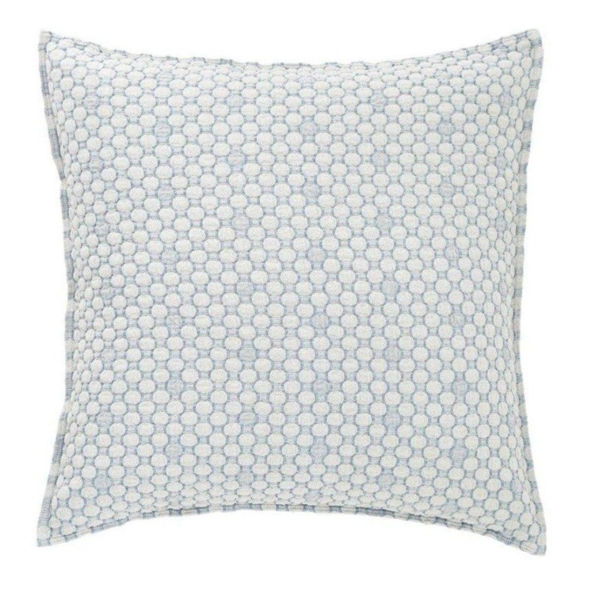 Soft blue euro pillow sham. Styled view.
