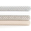 Lodi Silver Matelasse Coverlet. Styled view. 