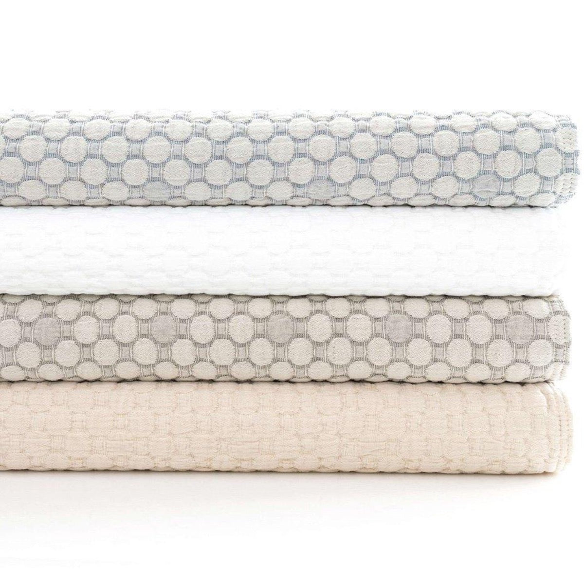 Lodi Silver Matelasse Coverlet. Styled view. 