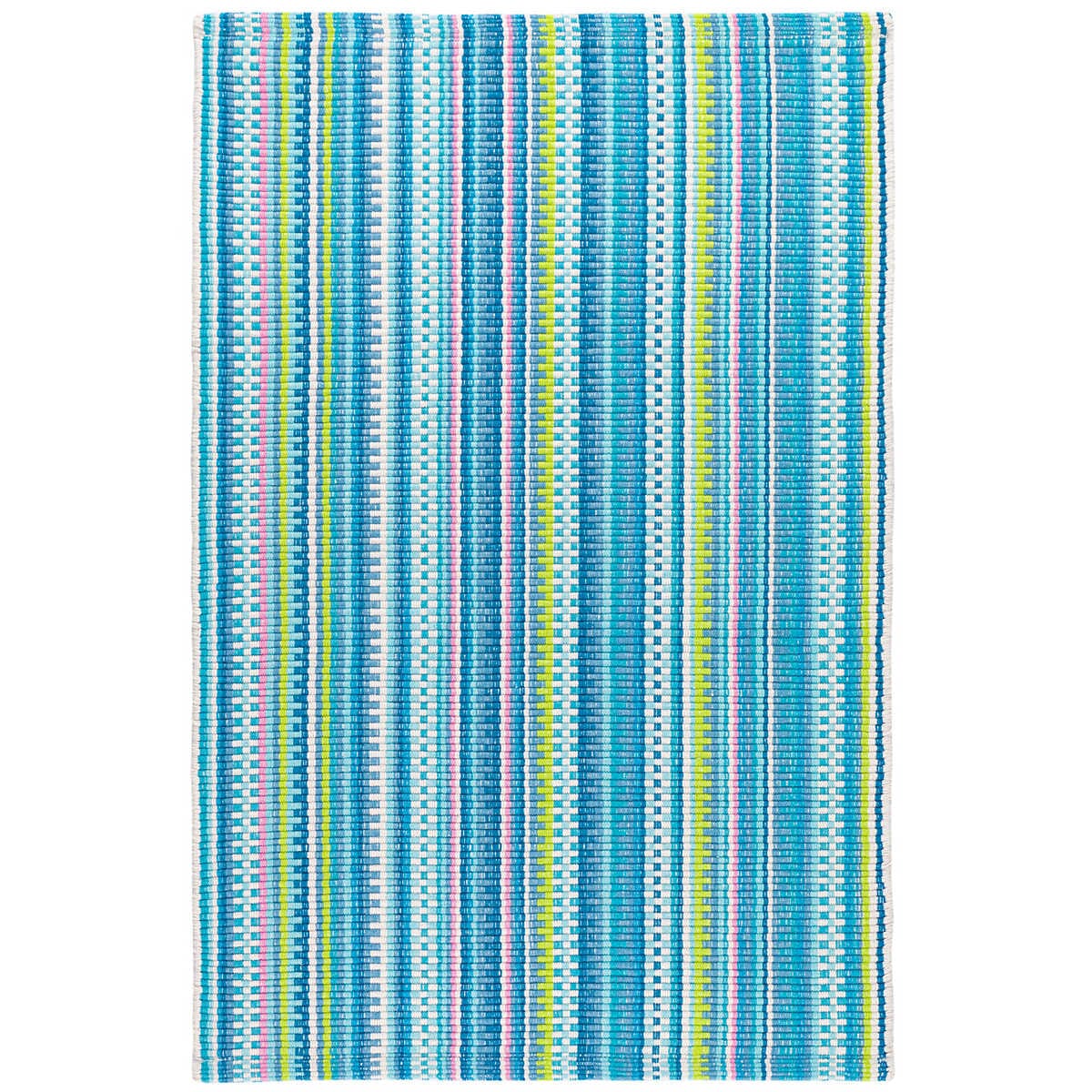 Lucky Stripe Blue/Green Woven Cotton Rug Rugs 