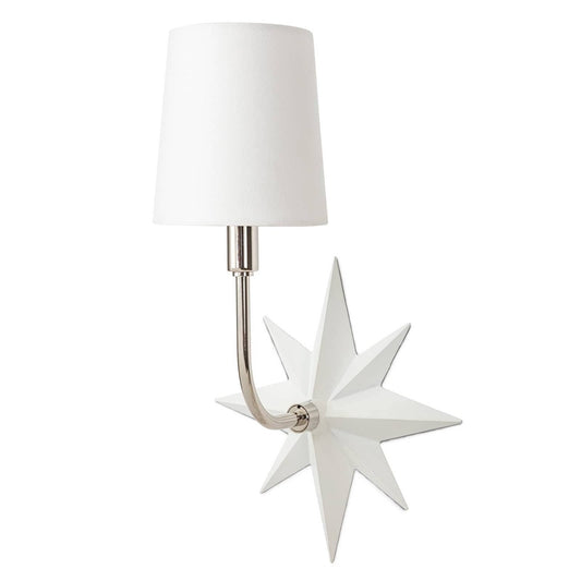 Celeste Sconce Polished Nickel & White. Left angle view.