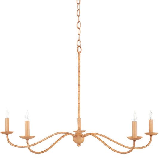 Lyra Rattan Chandelier. Front view. 