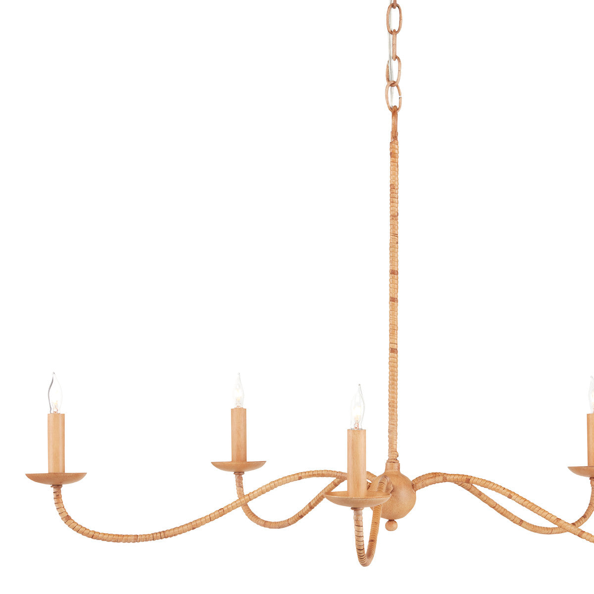 Lyra Rattan Chandelier left side. Detail view. 