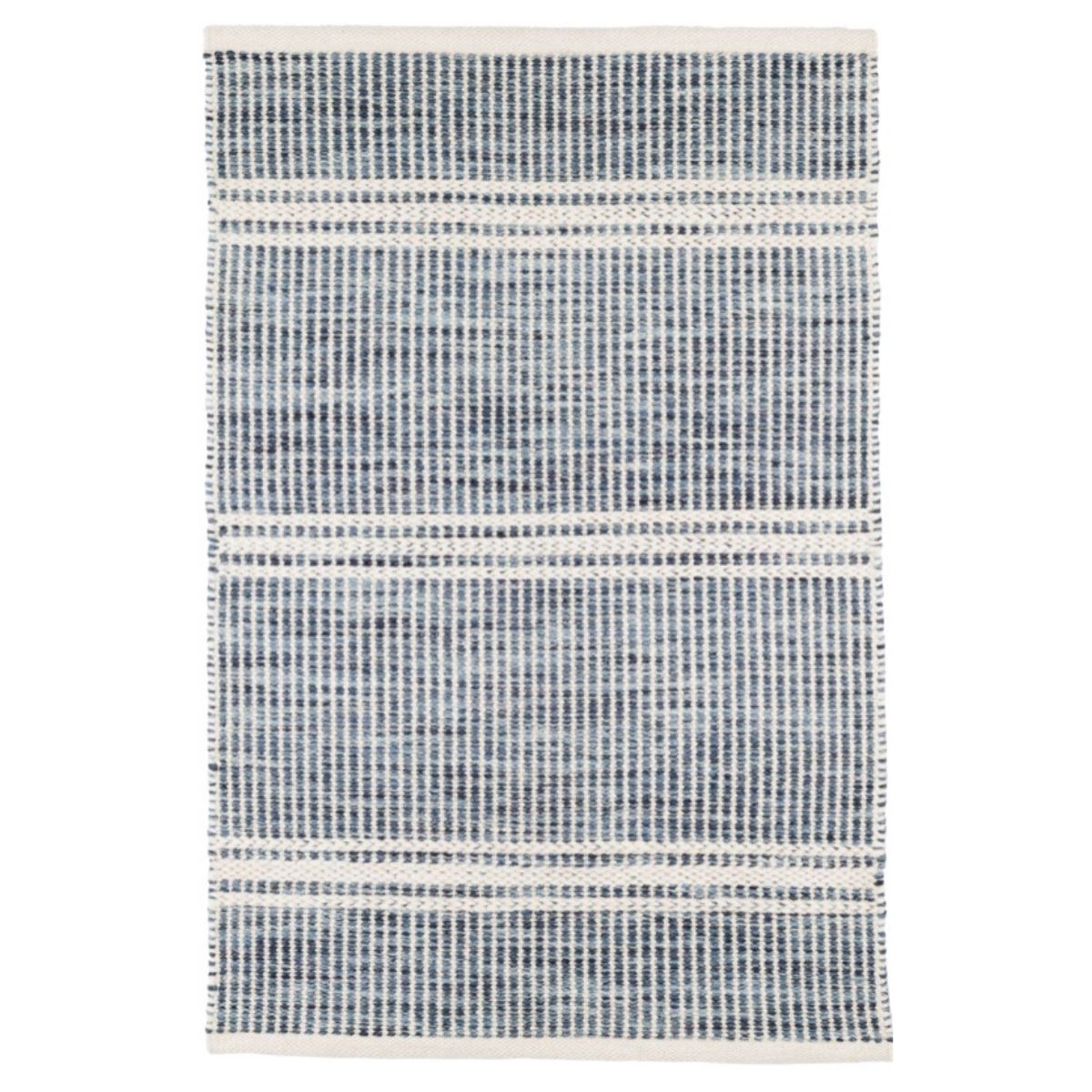Malta Blue Woven Wool Rug. Top view. 