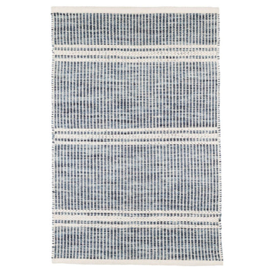 Malta Blue Woven Wool Rug. Top view. 