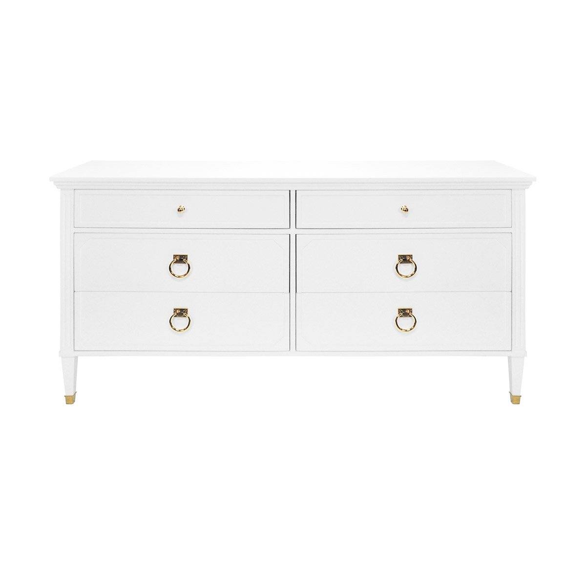 Mark Dresser Glossy White Lacquer | Polished Brass. Front view.