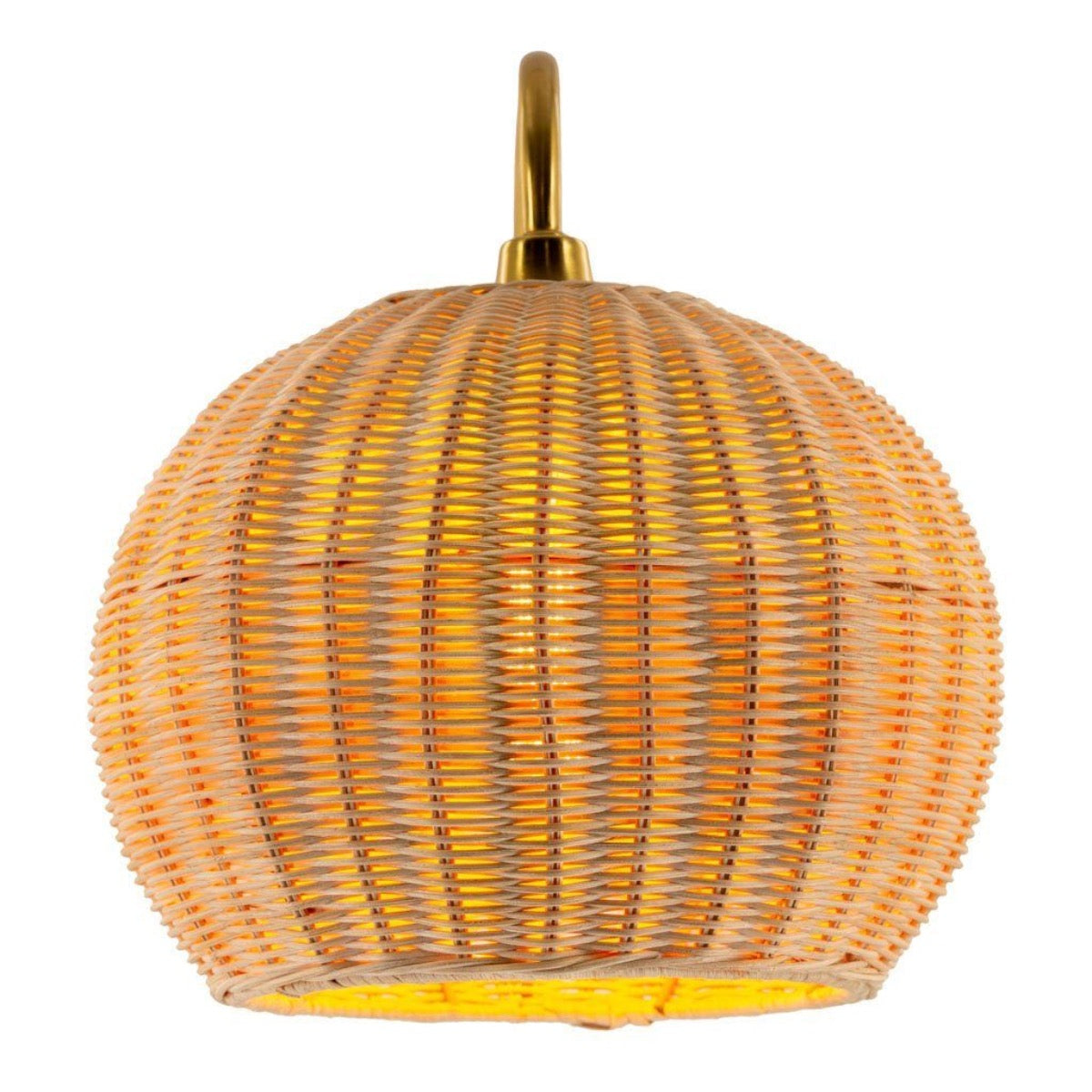 Marnie Rattan Wall Sconce ON. Front view.