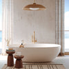 Mateo Pendant - Small styled over. free-standing tub. Styled view. 