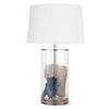Magelian Glass Table Lamp Polished Nickel styled with corals. Styled view.
