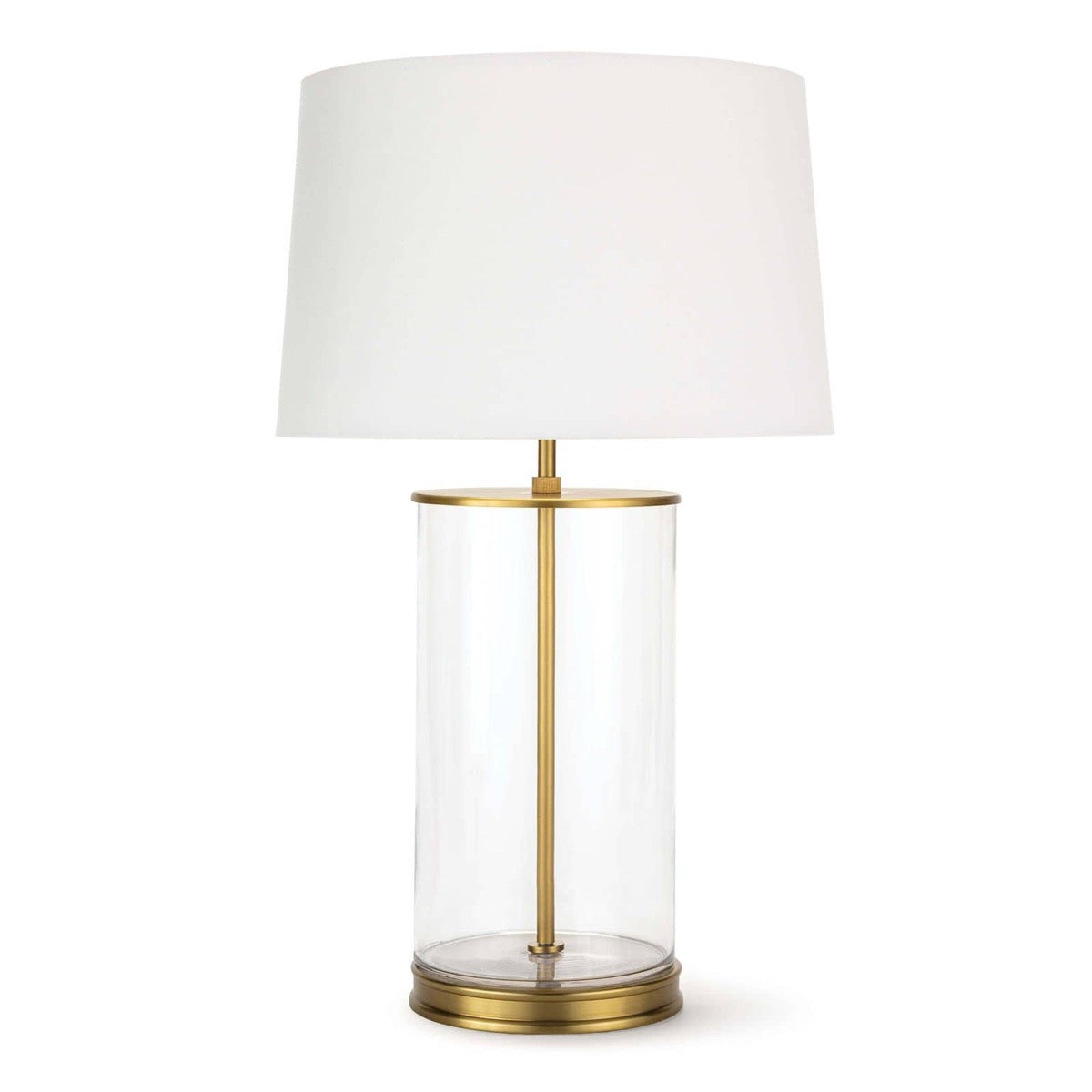 Magelian Glass Table Lamp Natural Brass. Front view. 