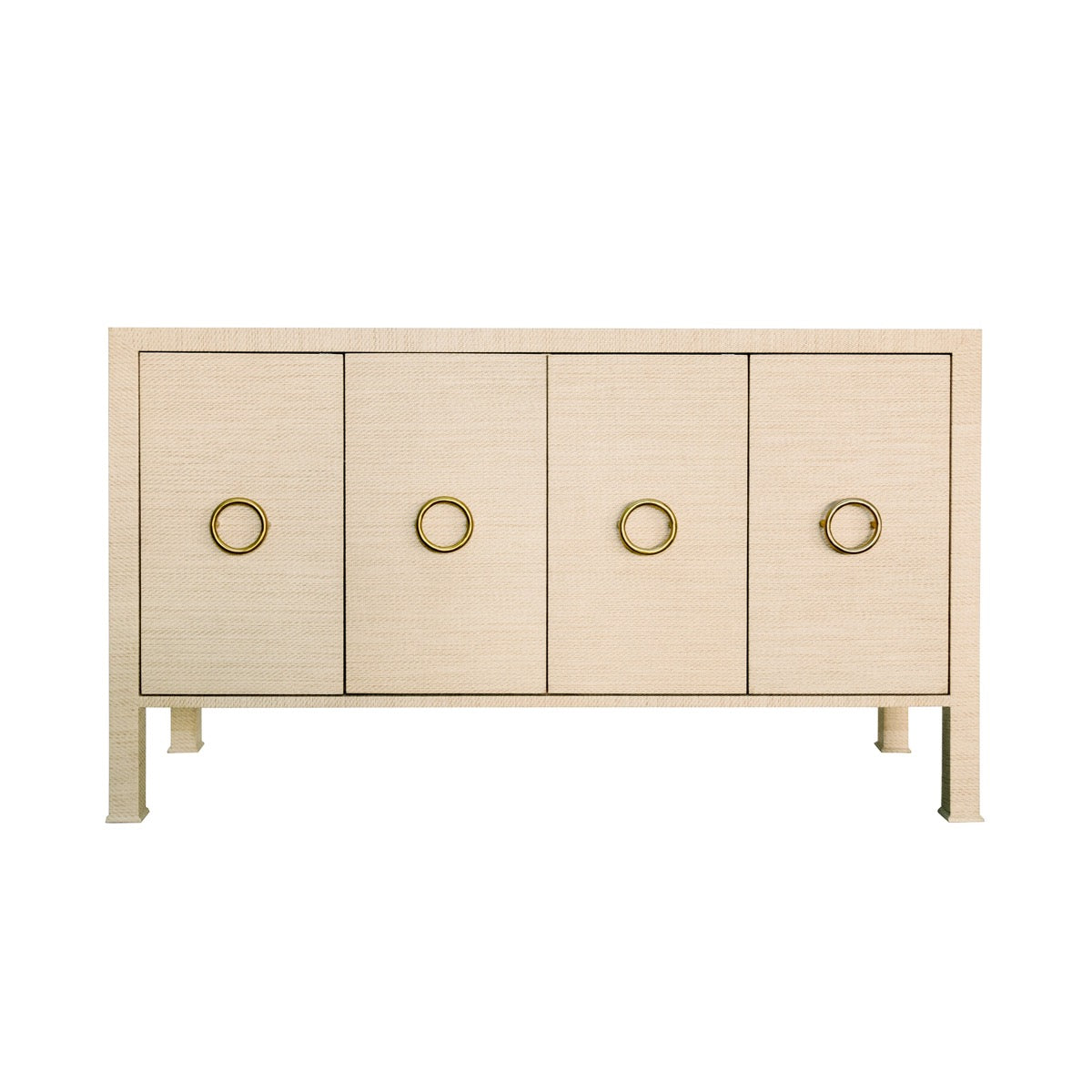 Milo Buffet Cabinet Natural Grasscloth. Front view.