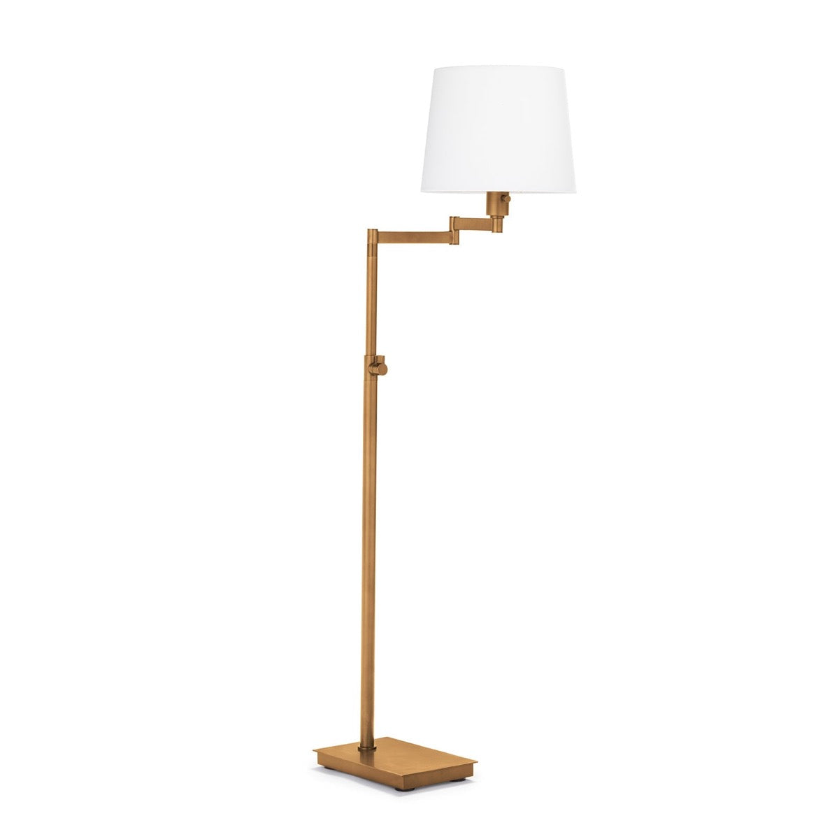 Virtue Floor Lamp Natural Brass. Front view.