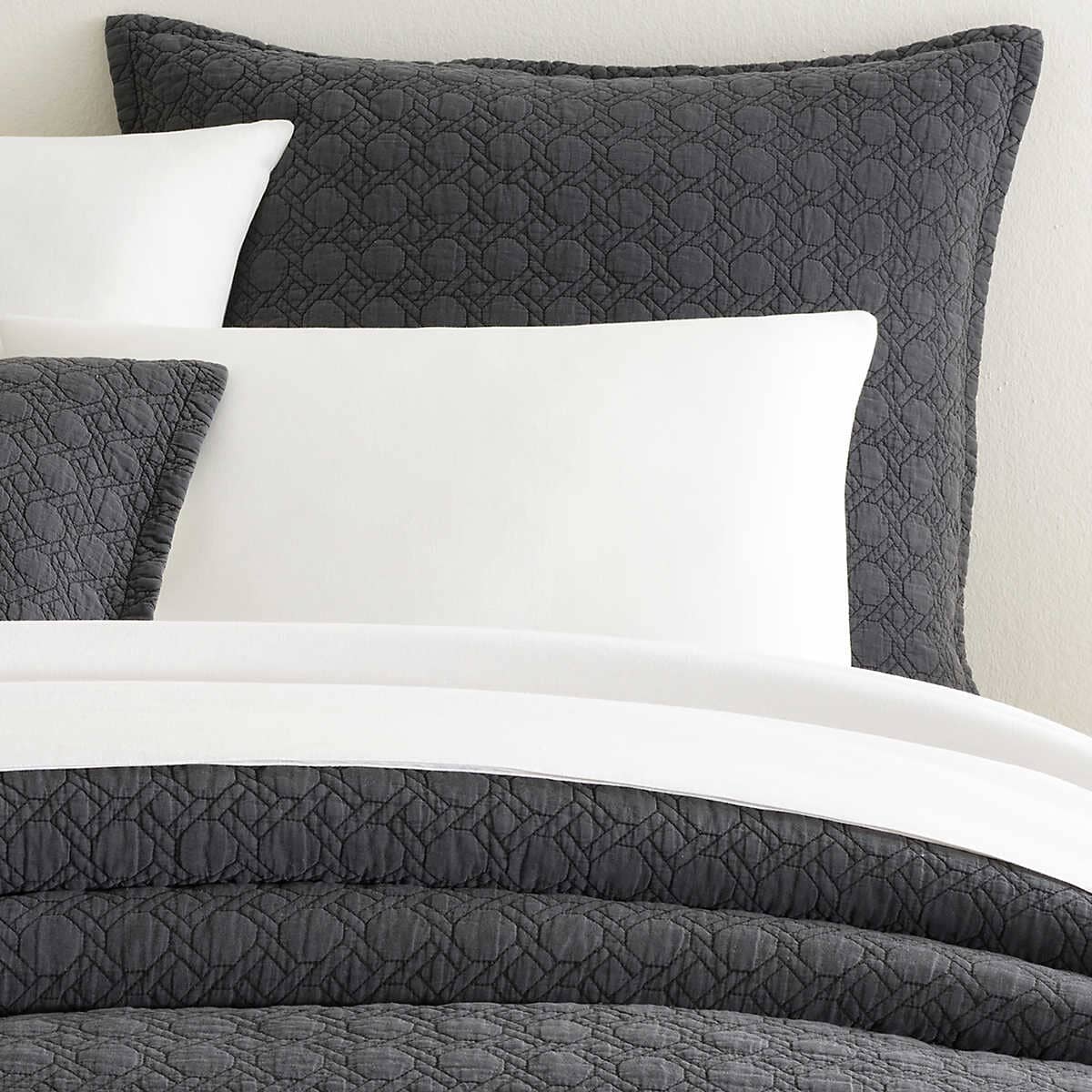 Montecito Charcoal Quilted Sham 