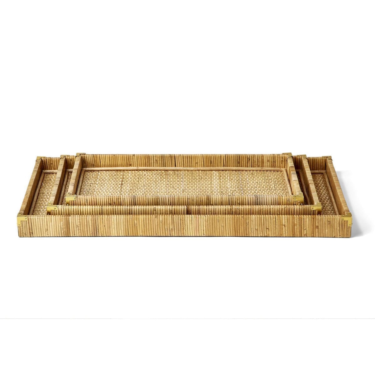 Natural Rattan Trays. Front view.