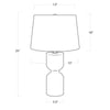 Noel Alabaster Table Lamp with dimensions. Dimension view.