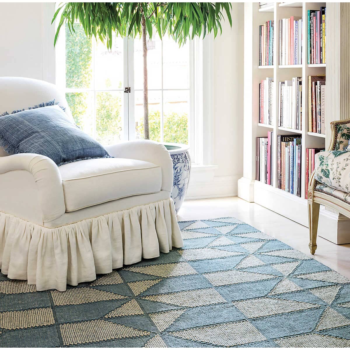 Ojai Blue Loom Knotted Cotton Rug Rugs 