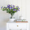 Paige Side Table styled with vases and greenery. Styled view.