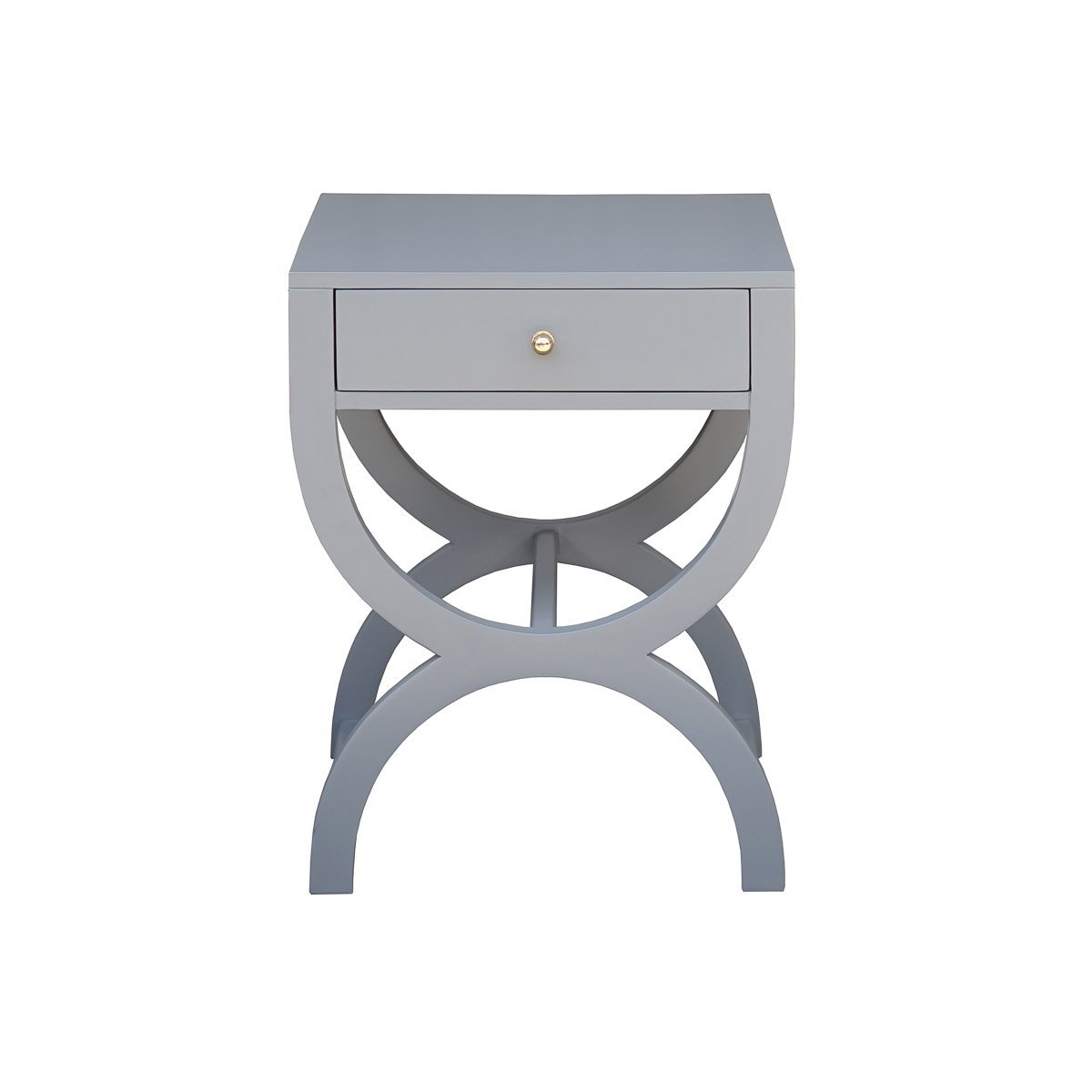 Paige Side Table Matte Grey Lacquer. Front view.