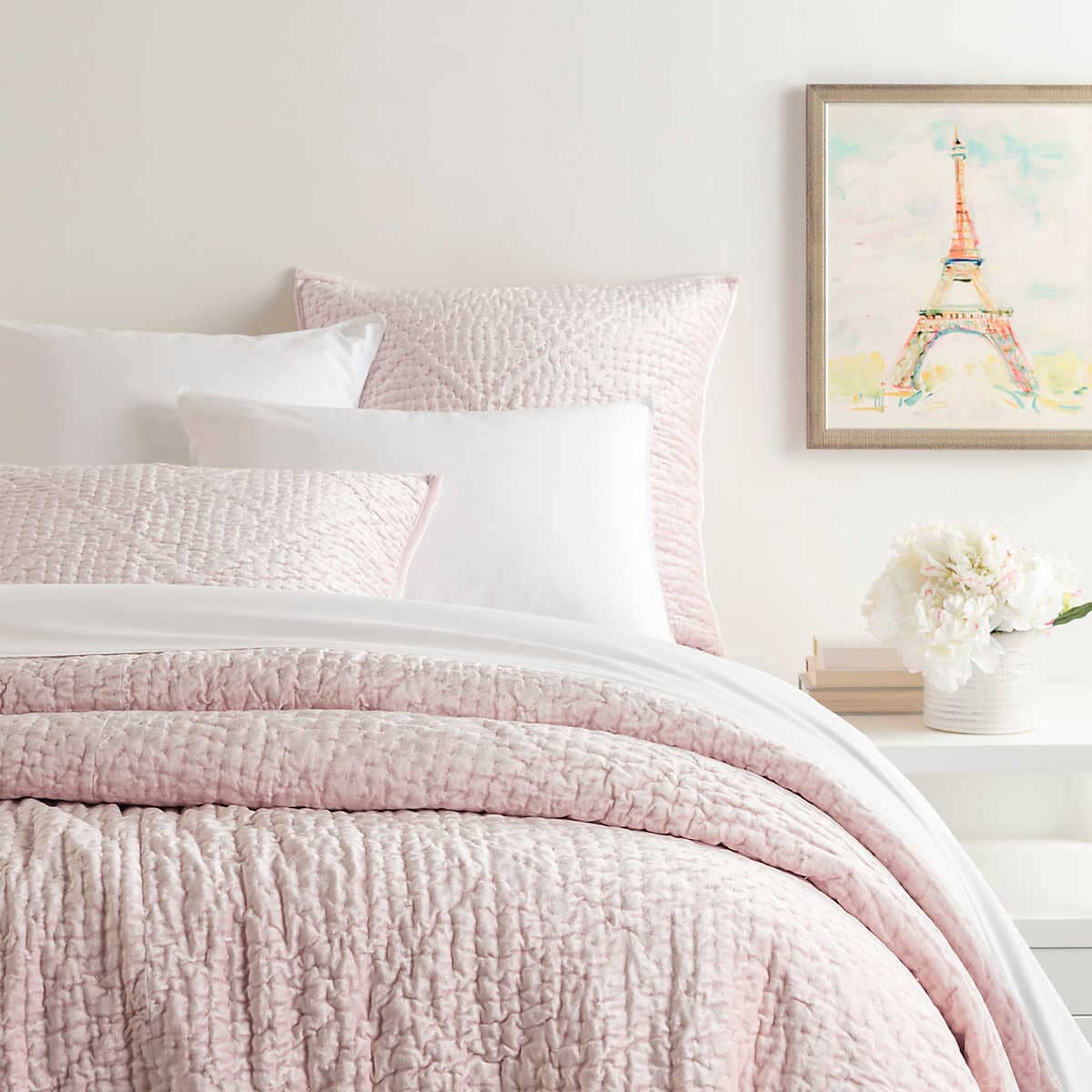 Parisienne Velvet Slipper Pink Quilt - Rainsford Company