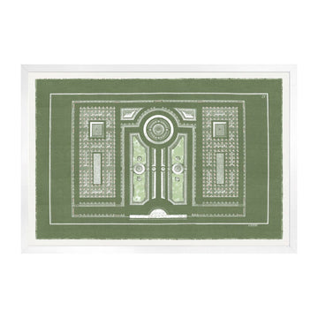 Parterre Classique En Vert VI. Framed art. Front view.