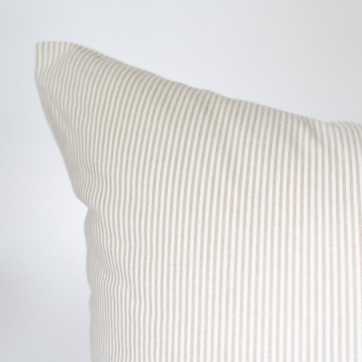 Pinstripe Pillow - Sand. Front view. 