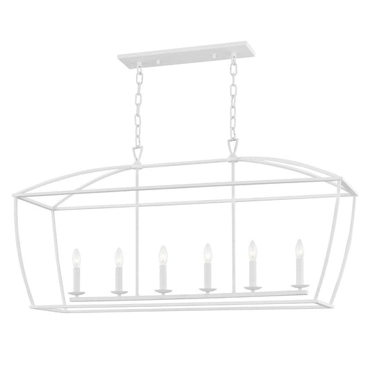 Quinn Chandelier White Plaster. Front view.