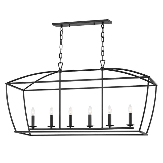 Quinn Chandelier Black Iron. Front view.