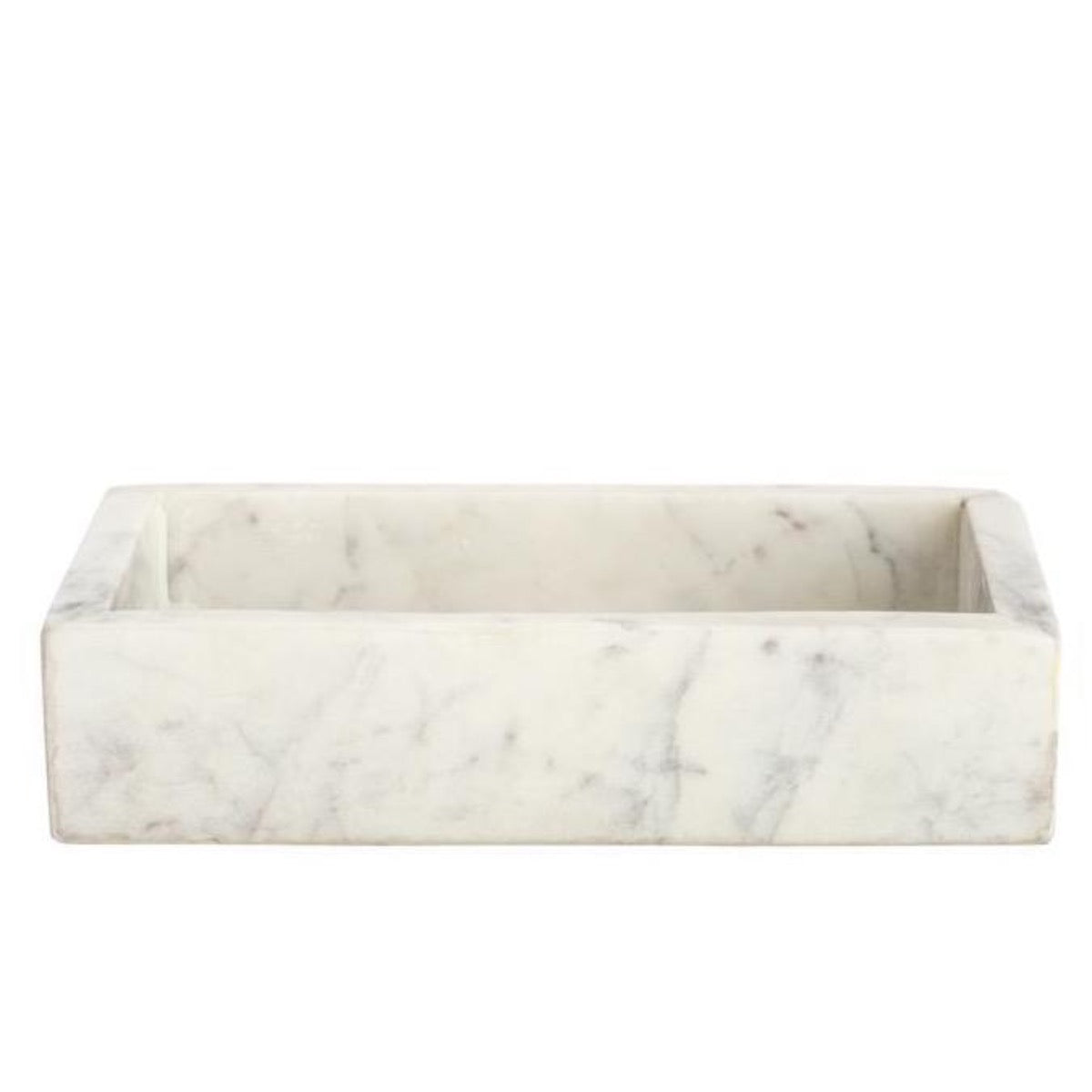 Rectangle Marble Tray - Small. Front view.