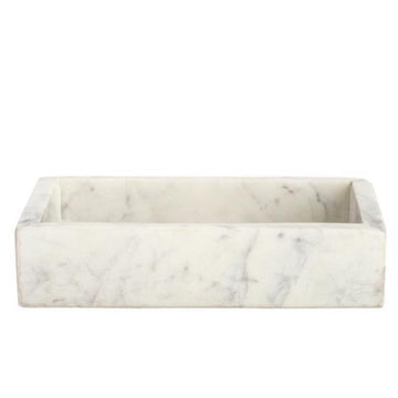 Rectangle Marble Tray - Small. Front view.