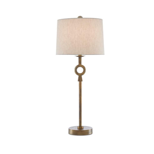 Remy Table Lamp. Light on. Front view.