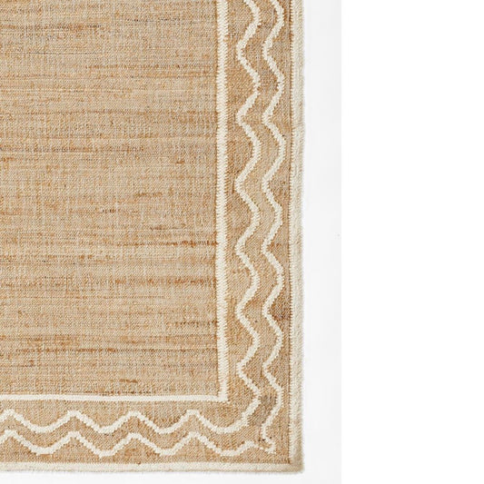 Ripple Jute Rug corner detail. Close-up detail view. 