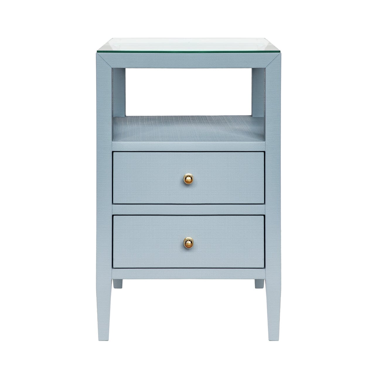 Roscoe Side Table Cabinets & Chests Lt. Blue Linen | Polished Brass 