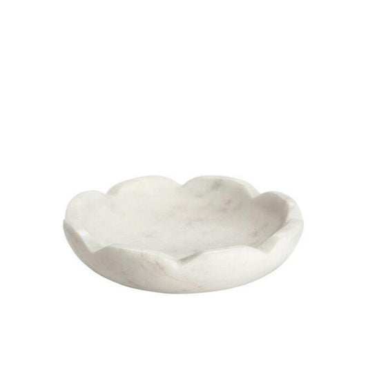 Round Marble Scalloped Bowl. Front view. 