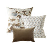 Royal Velvet Lumbar Pillow - Cocoa styled with brown and neutral floral pillows. Styled view.